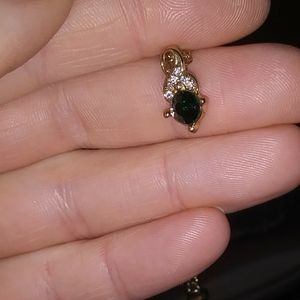 Real gold, emerald, & diamon necklace charm